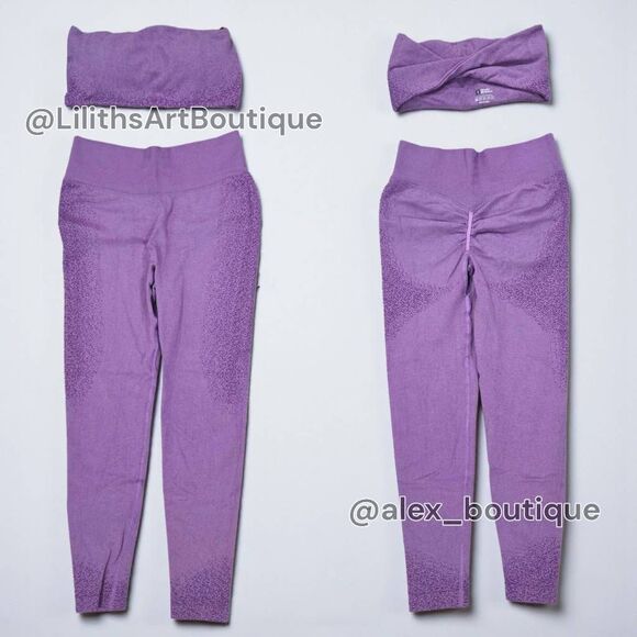 Seamless Runched Leggings & Twist Back Bra Activewear Size S (E126) - Picture 2 of 8